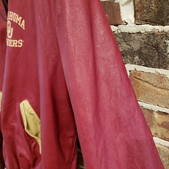 Vintage Holloway Oklahoma Sooners Varsity Leather Jacket Men Sz 2XL Made In USA - Picture 7 of 16